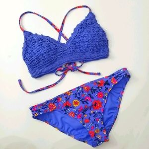 California Waves Crochet Bikini Swimsuit